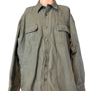 Vintage Cabelas Chore Coat Farm Lined Pockets Duck Jacket 2XL Dark Green